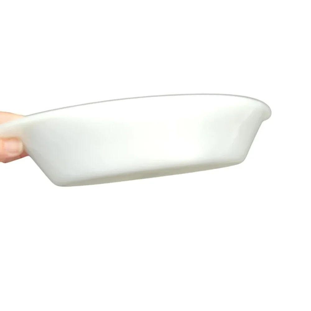 Vintage McKee Glasbake Divided Oval Milk Glass Casserole Dish Handles 2 Sides